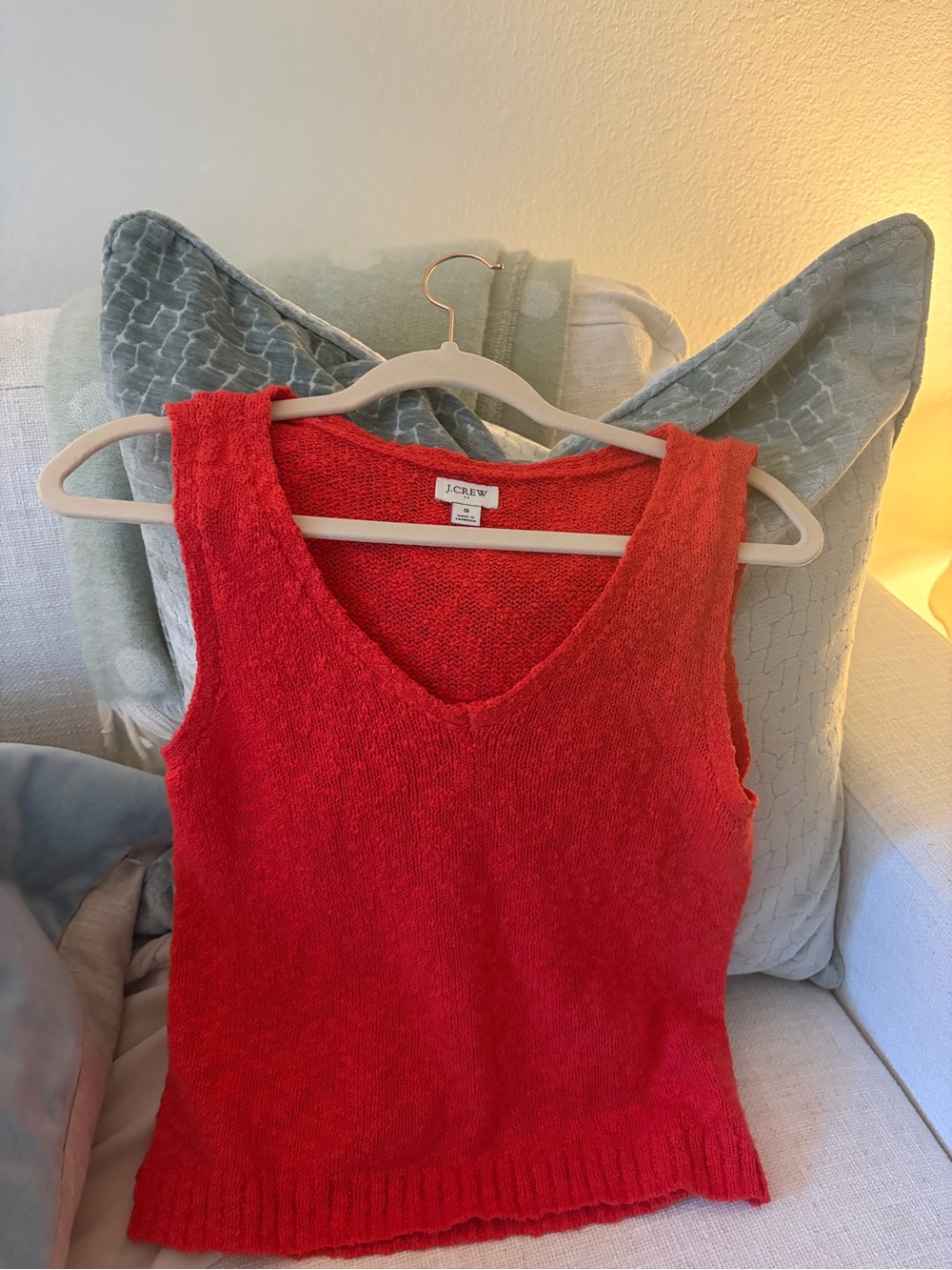 J. Crew Bright Red V-Neck Sleeveless Knit Tank